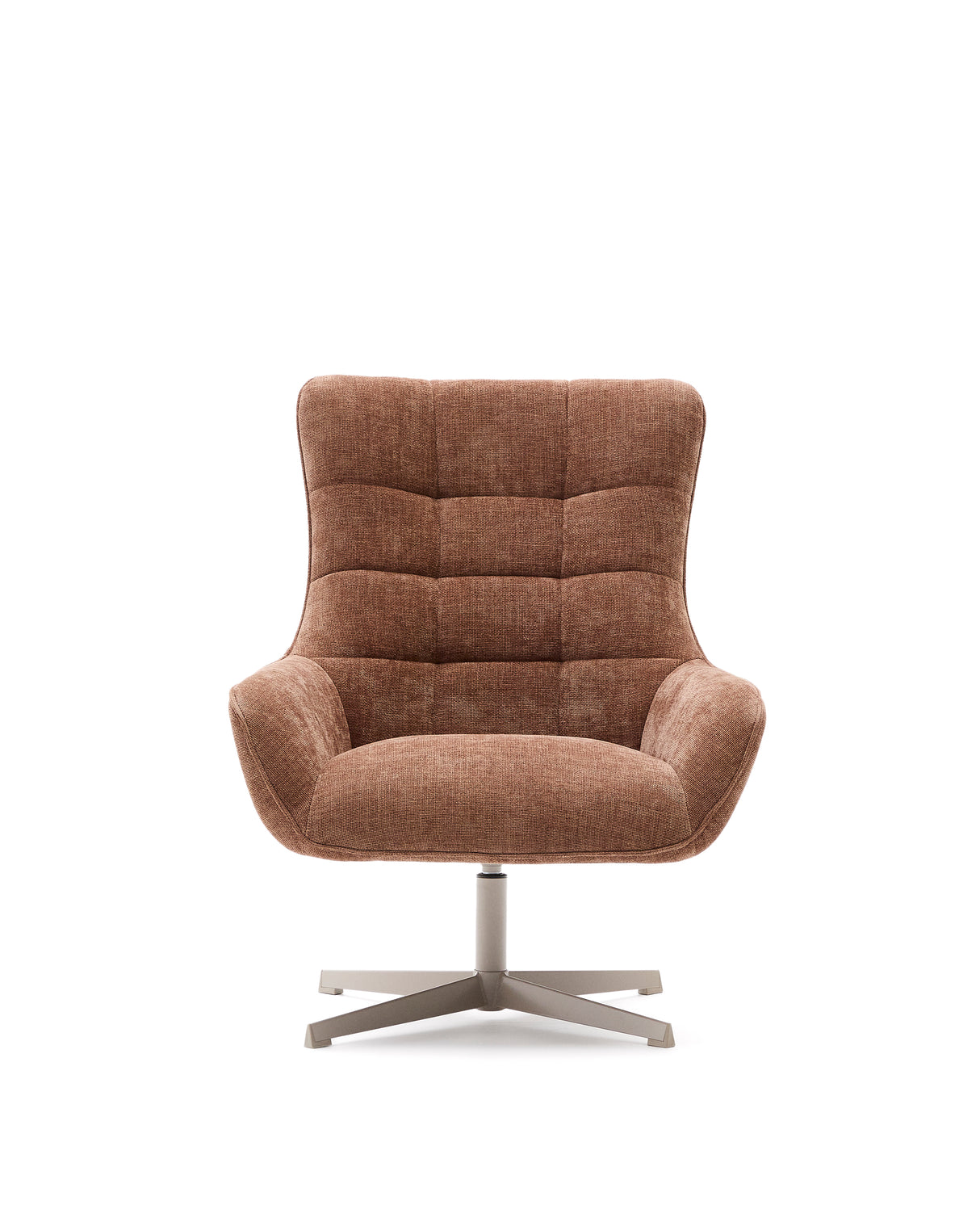 Sessel Teryl aus hellbrauner Chenille und Metall mit grauer Oberfläche FSC 100% - ZEN ZONE Furniture
