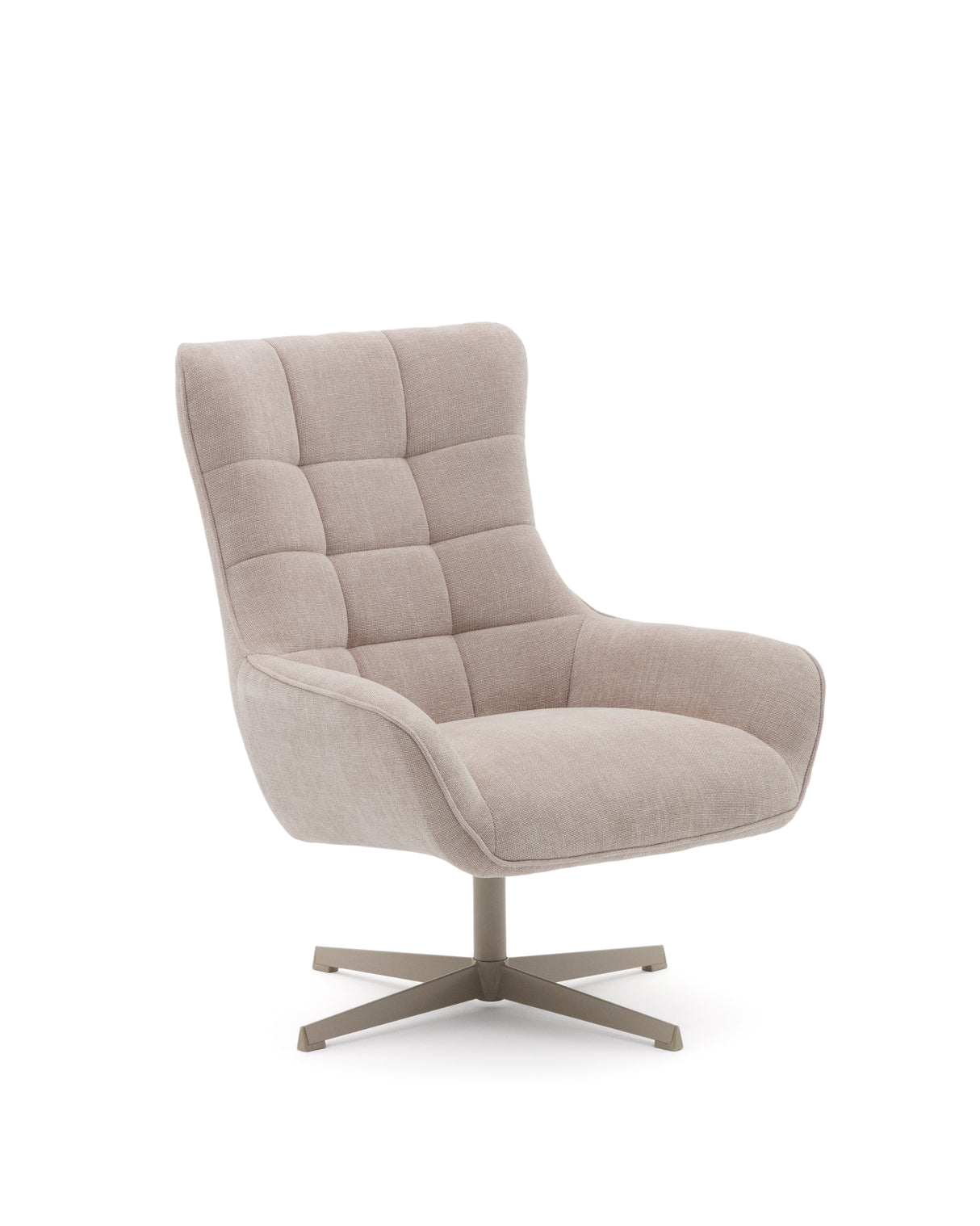 Sessel Teryl aus beigefarbener Chenille und Metall mit grauer Oberfläche FSC 100% - ZEN ZONE Furniture
