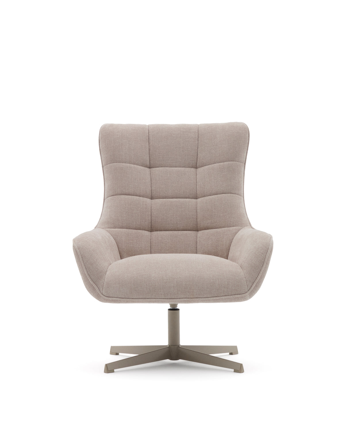 Sessel Teryl aus beigefarbener Chenille und Metall mit grauer Oberfläche FSC 100% - ZEN ZONE Furniture