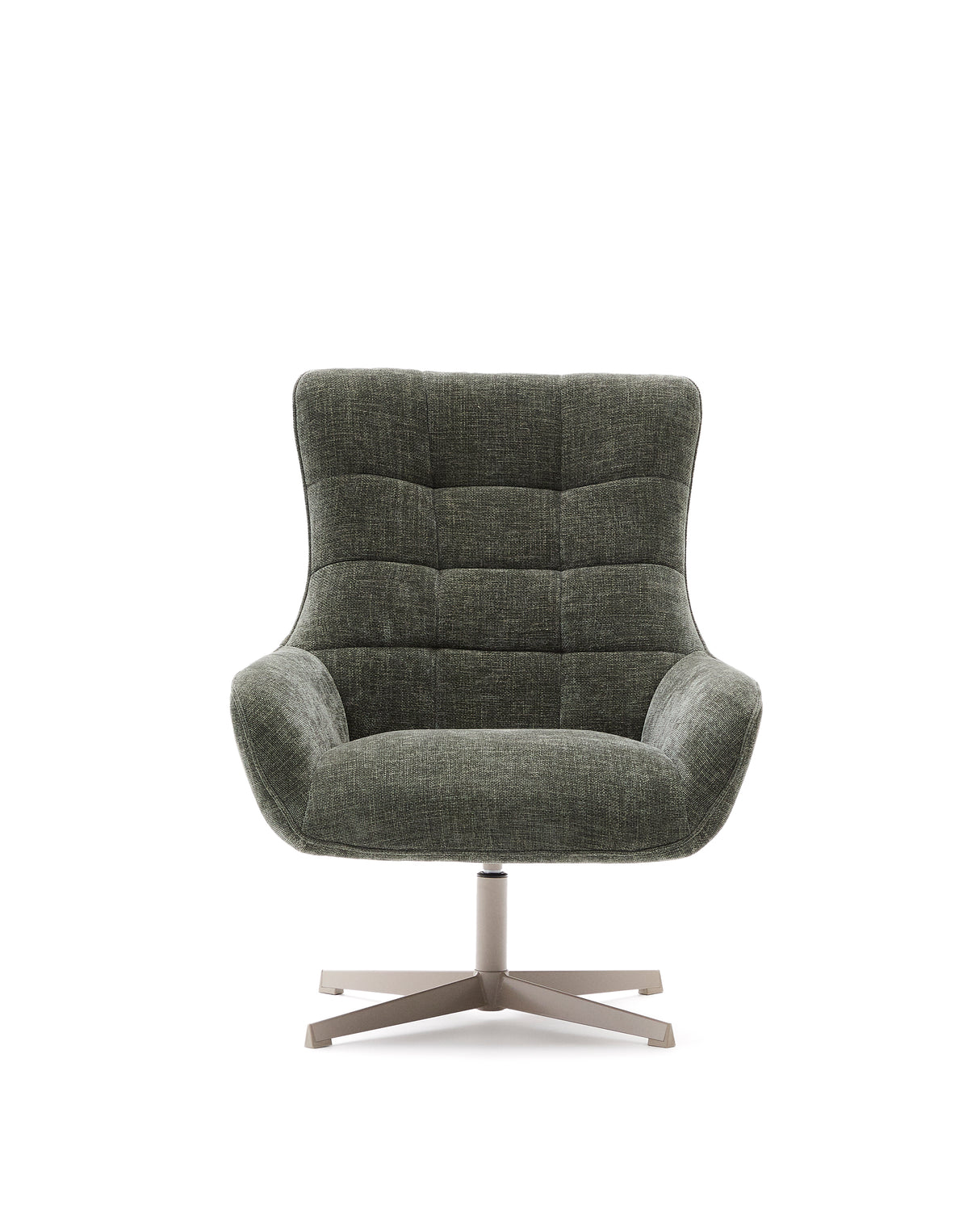 Sessel Teryl aus grüner Chenille und Metall mit grauer Oberfläche FSC 100% - ZEN ZONE Furniture