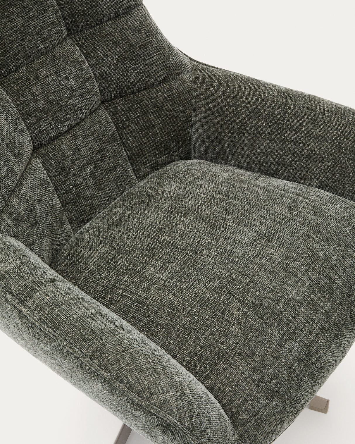Sessel Teryl aus grüner Chenille und Metall mit grauer Oberfläche FSC 100% - ZEN ZONE Furniture