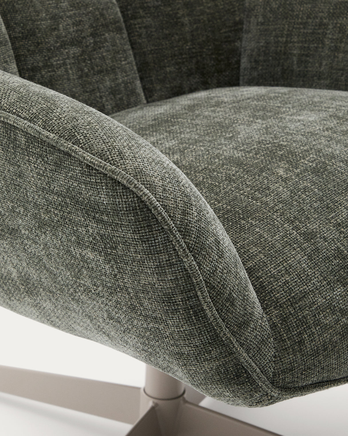 Sessel Teryl aus grüner Chenille und Metall mit grauer Oberfläche FSC 100% - ZEN ZONE Furniture