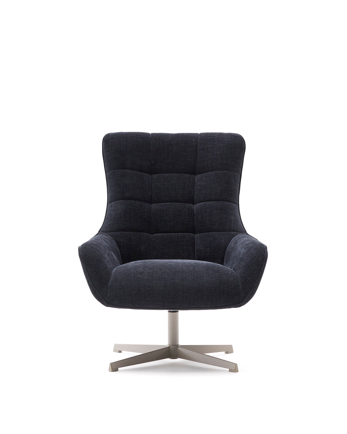 Sessel Teryl aus blauer Chenille und Metall mit grauer Oberfläche FSC 100% - ZEN ZONE Furniture