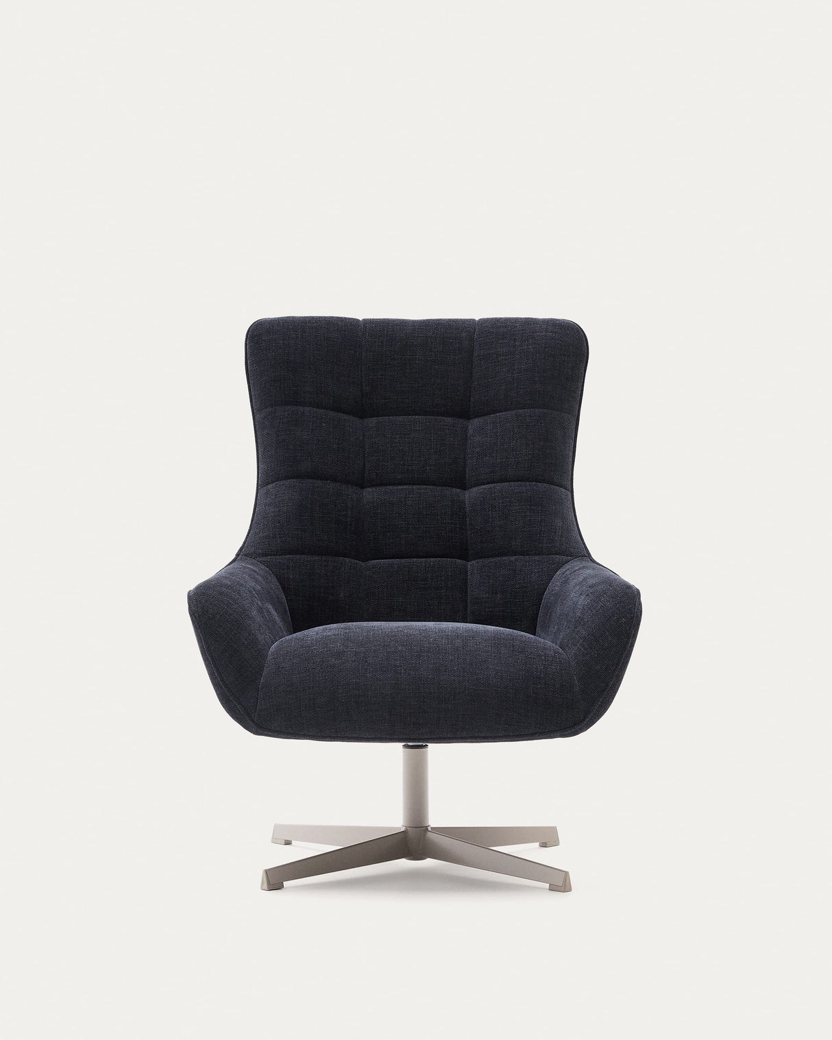 Sessel Teryl aus blauer Chenille und Metall mit grauer Oberfläche FSC 100% - ZEN ZONE Furniture