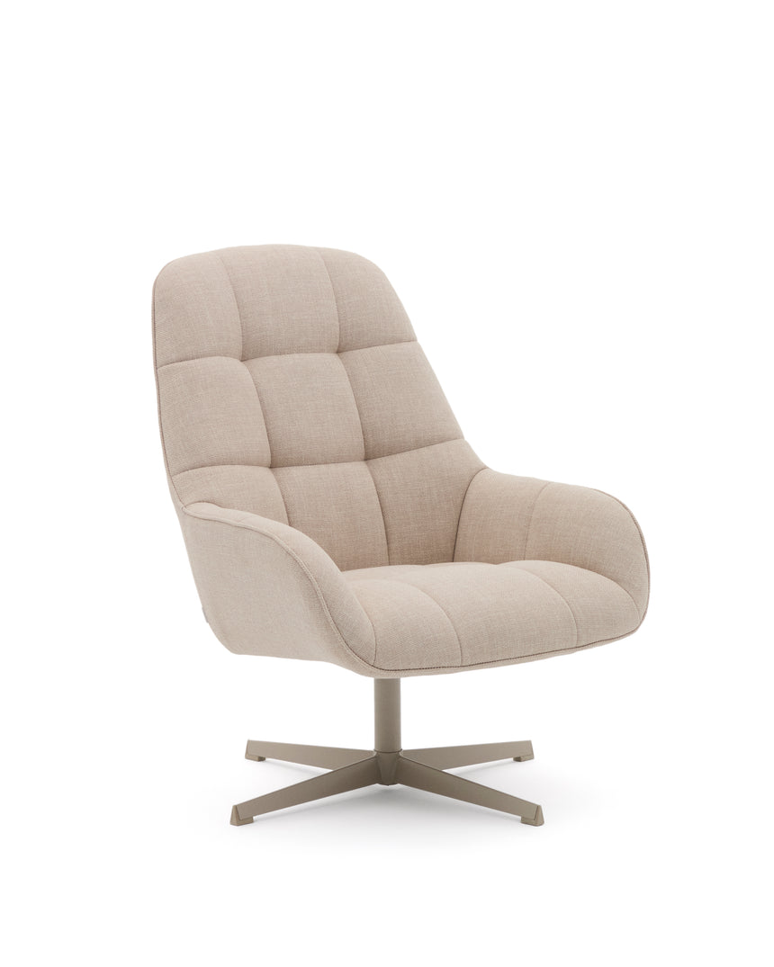 Drehsessel Jaspe beige und Metall mit grauer Oberfläche FSC 100% - ZEN ZONE Furniture
