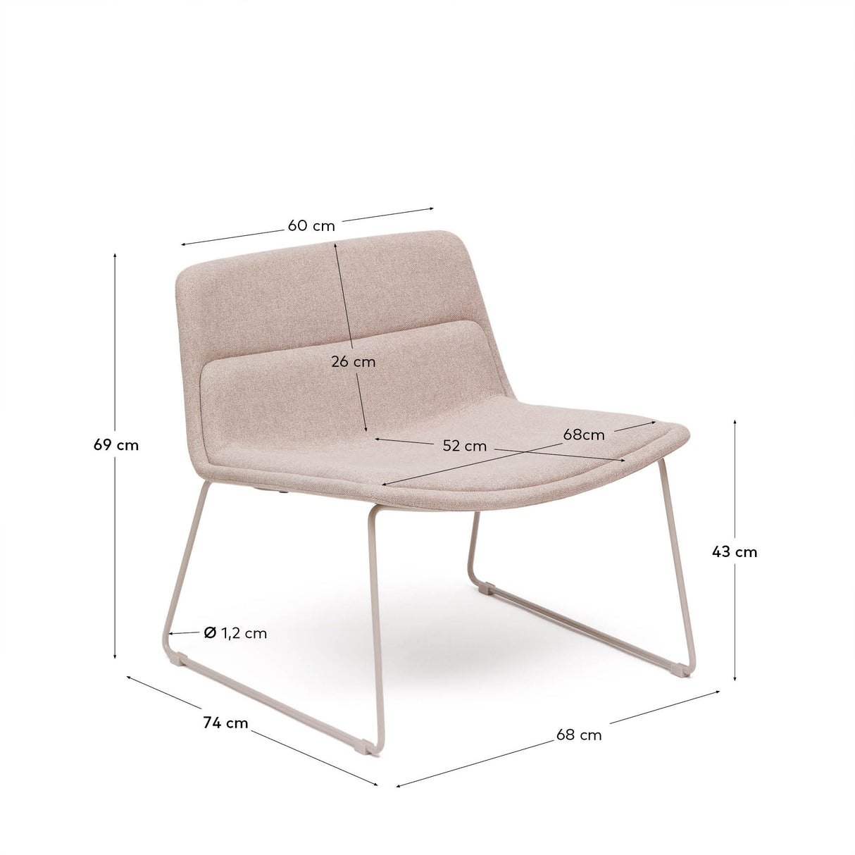 Sessel Zahara beige Stahl mit beigefarbenem Finish FSC 100% - ZEN ZONE Furniture