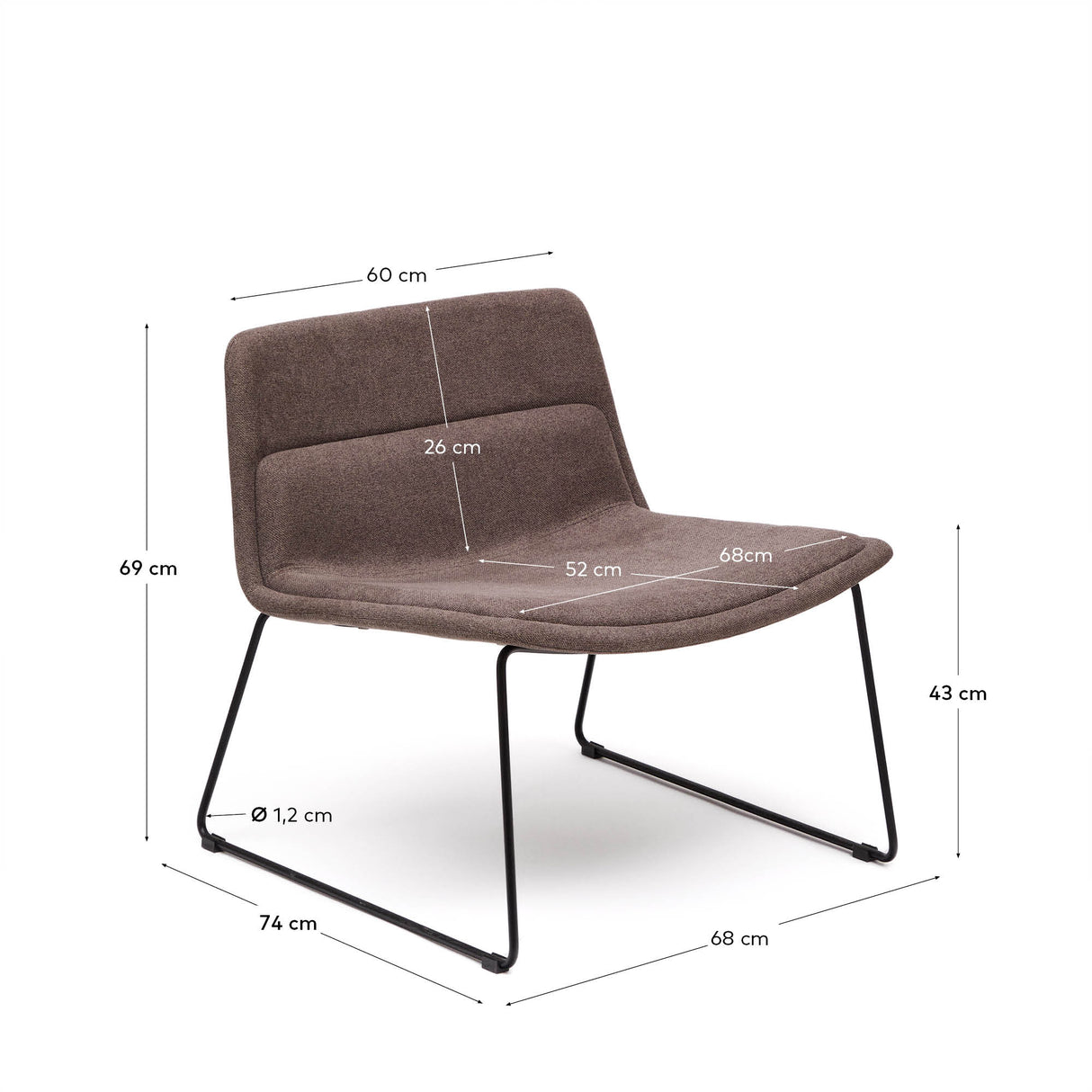 Sessel Zahara aus braunem Stahl mit schwarzem Finish FSC 100% - ZEN ZONE Furniture