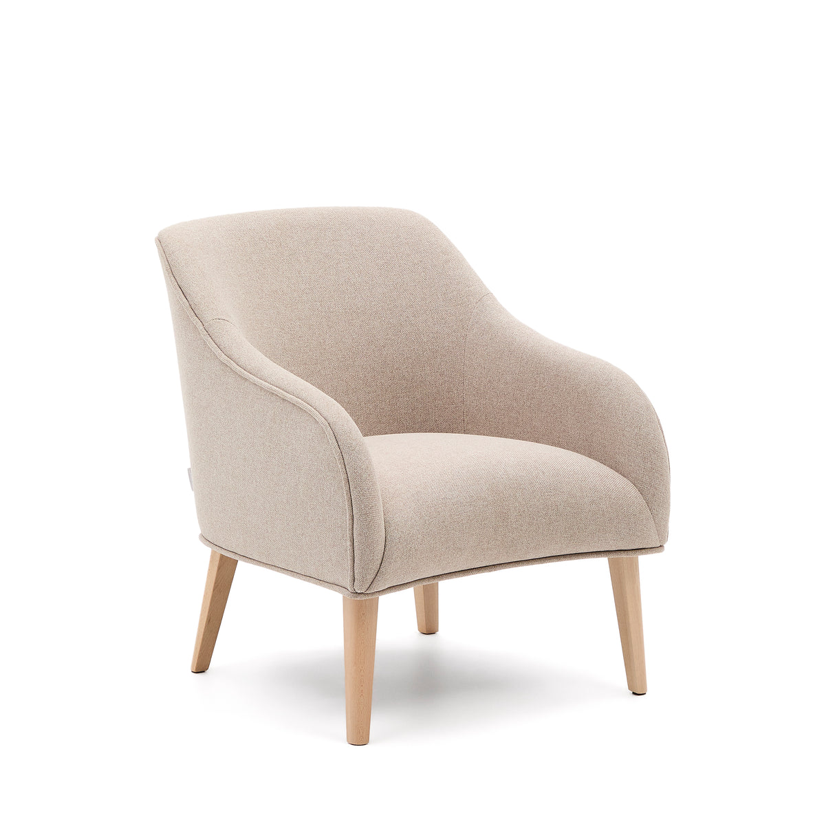 Sessel Bobly in Beige und massivem Buchenholz mit natürlichem Finish - ZEN ZONE Furniture