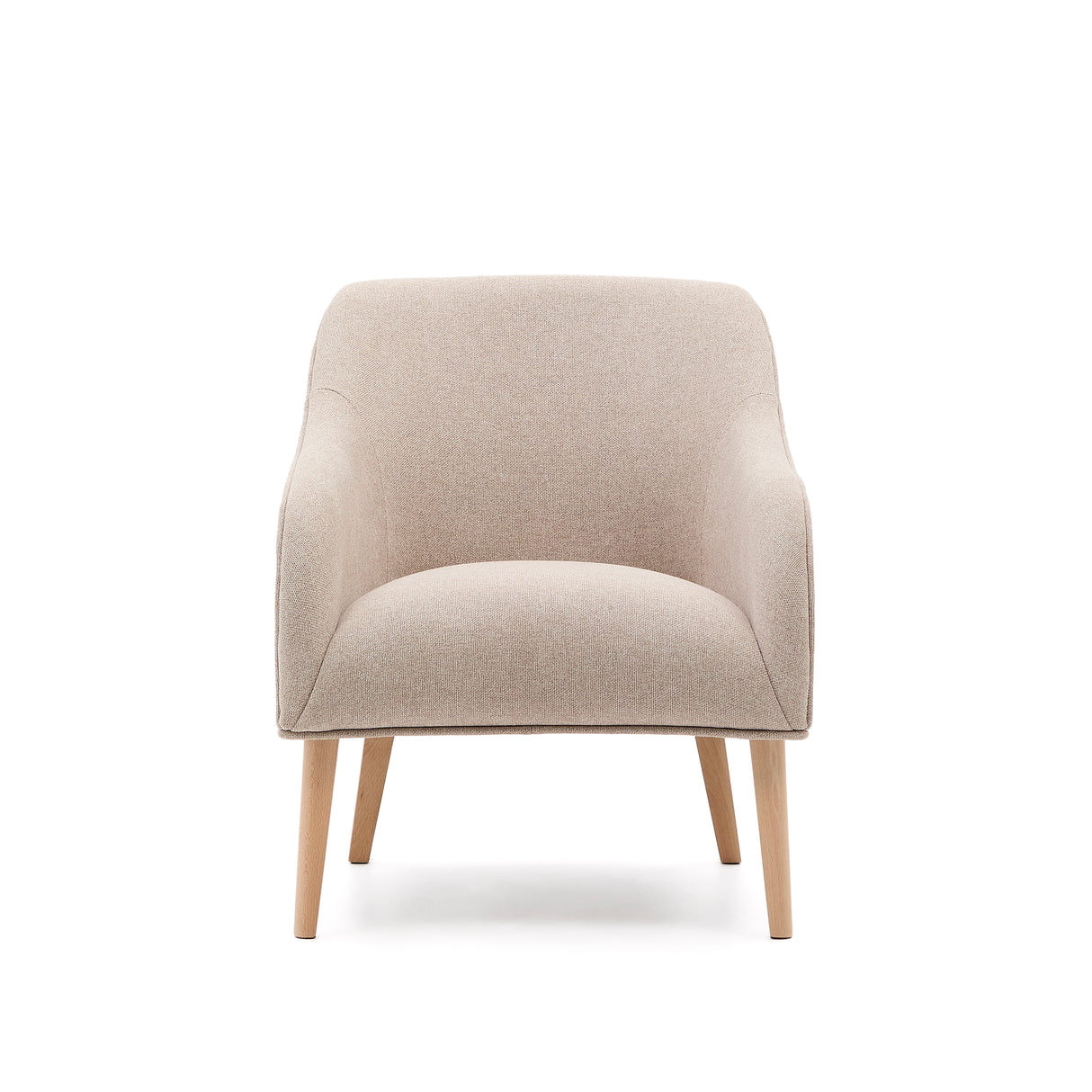 Sessel Bobly in Beige und massivem Buchenholz mit natürlichem Finish - ZEN ZONE Furniture