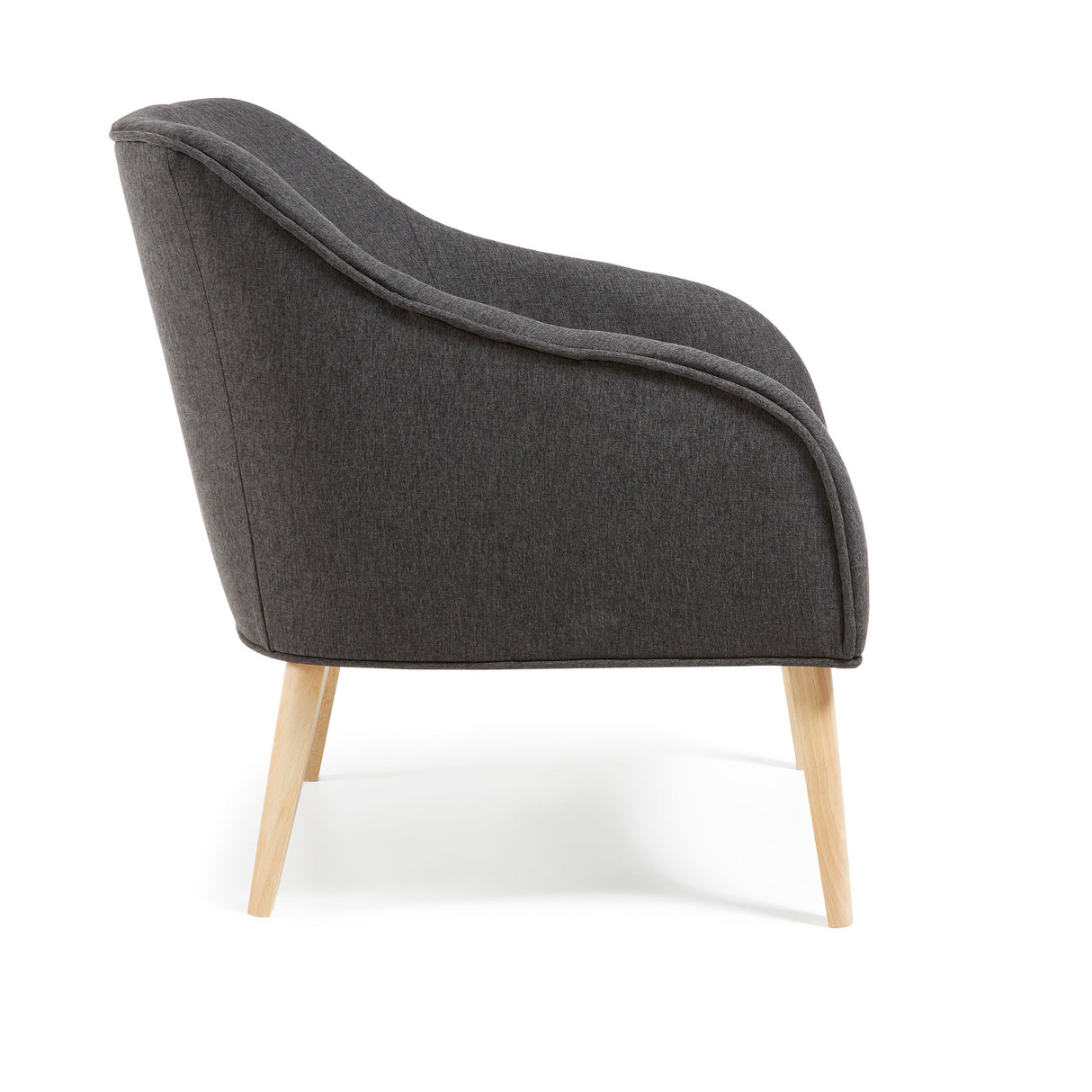 Sessel Bobly in Schwarz und Holzbeine mit natürlichem Finish - ZEN ZONE Furniture