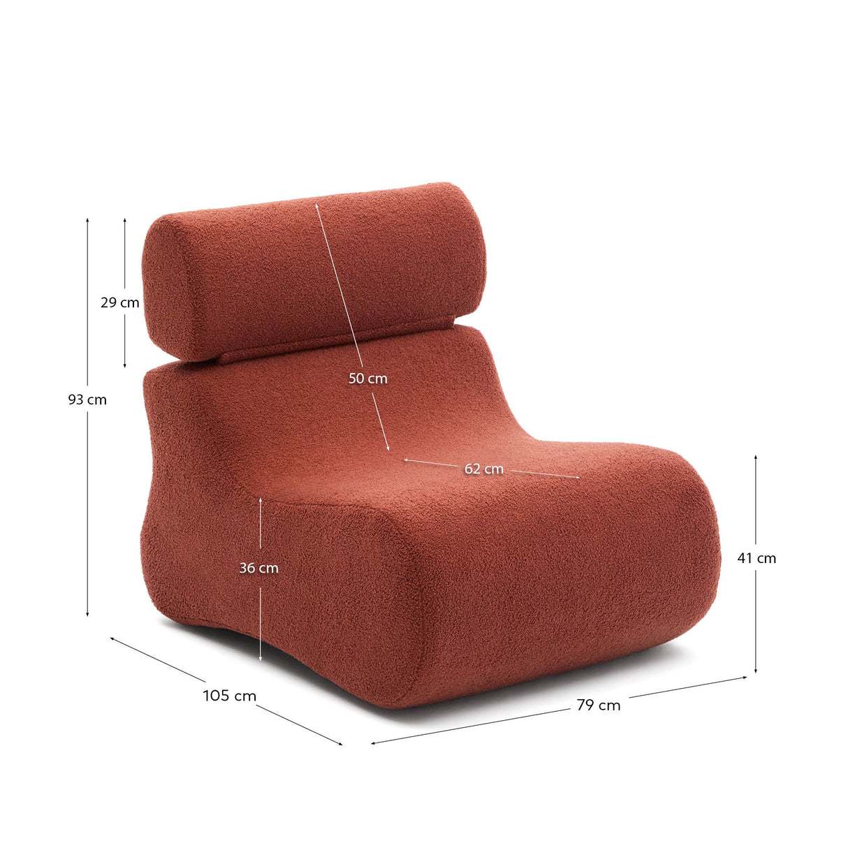 Sessel Club aus terrakottafarbenem Bouclé - ZEN ZONE Furniture