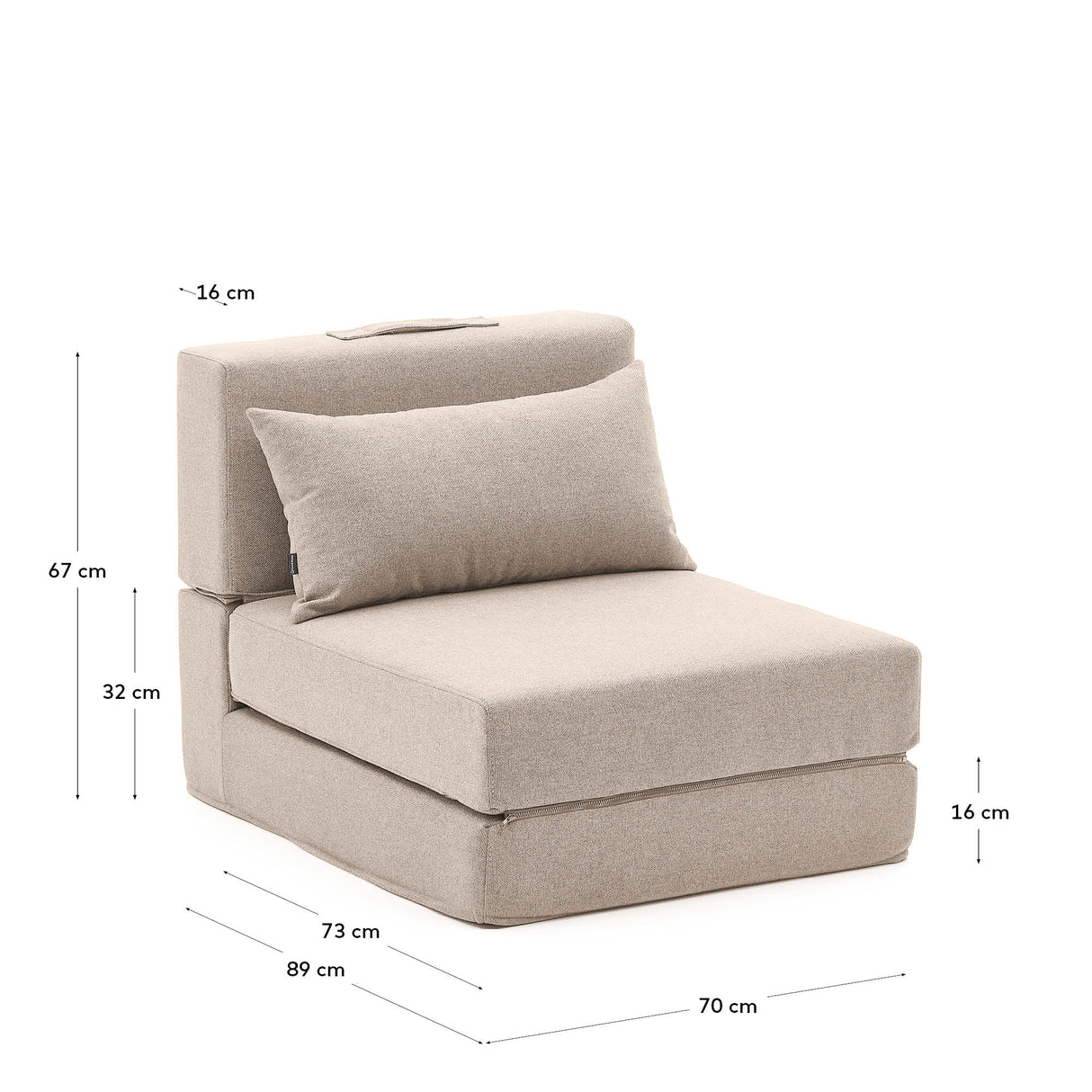 Pouf Schlafsofa Arty beige 70 x 89 (200) cm - ZEN ZONE Furniture