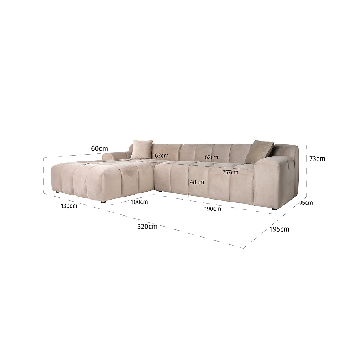 Couch Cube 3 Sitzer + Lounge Links (Quartz Khaki 903) - ZEN ZONE
