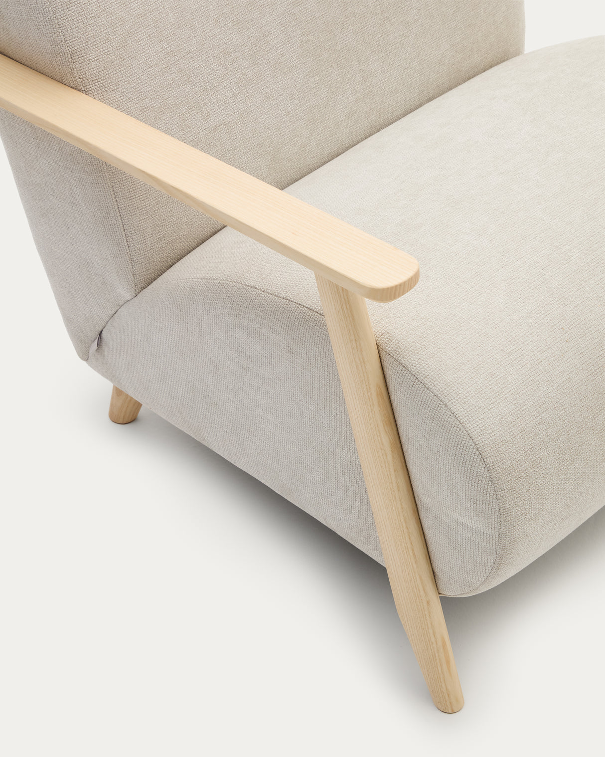 Sessel Meghan aus Perlen-Chenille und massivem Eschenholz mit natürlichem Finish FSC Mix Credit - ZEN ZONE Furniture