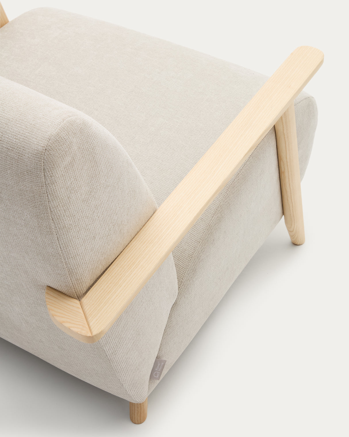 Sessel Meghan aus Perlen-Chenille und massivem Eschenholz mit natürlichem Finish FSC Mix Credit - ZEN ZONE Furniture