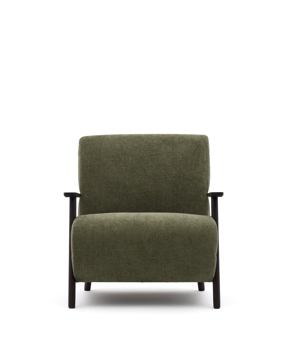 Sessel Meghan aus grünem Chenille und massivem Eschenholz mit Wenge-Finish FSC Mix Credit - ZEN ZONE Furniture