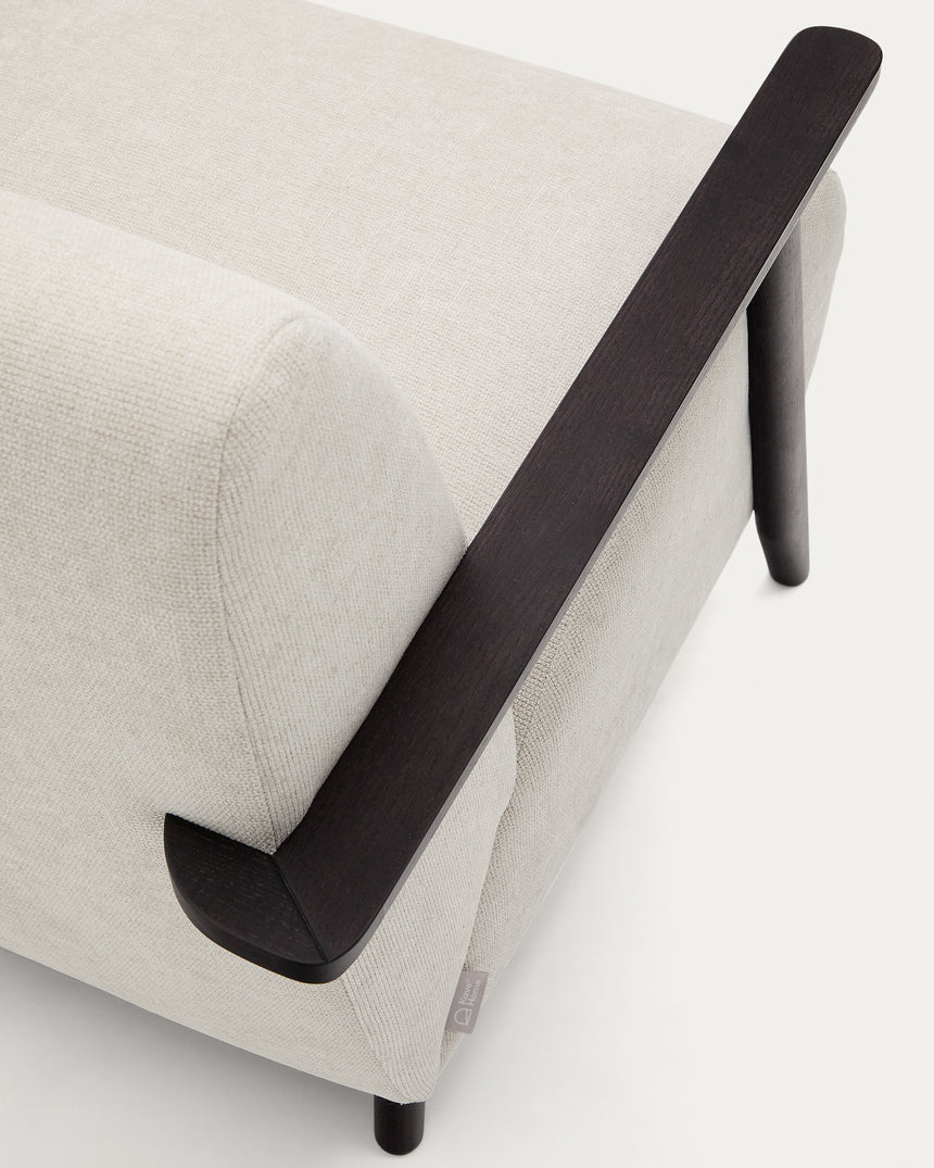 Sessel Meghan aus perlfarbenem Chenille und massivem Eschenholz mit Wenge-Finish FSC Mix Credit - ZEN ZONE Furniture