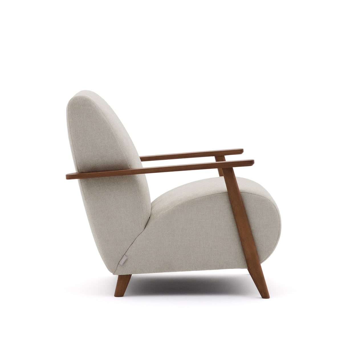 Meghan Sessel perlfarbener Chenille und massives Eschenholz mit Nussholzfinish FSC Mix Credit - ZEN ZONE Furniture