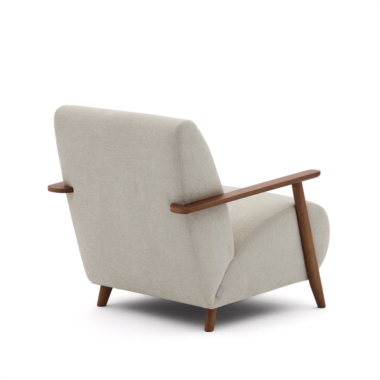 Meghan Sessel perlfarbener Chenille und massives Eschenholz mit Nussholzfinish FSC Mix Credit - ZEN ZONE Furniture