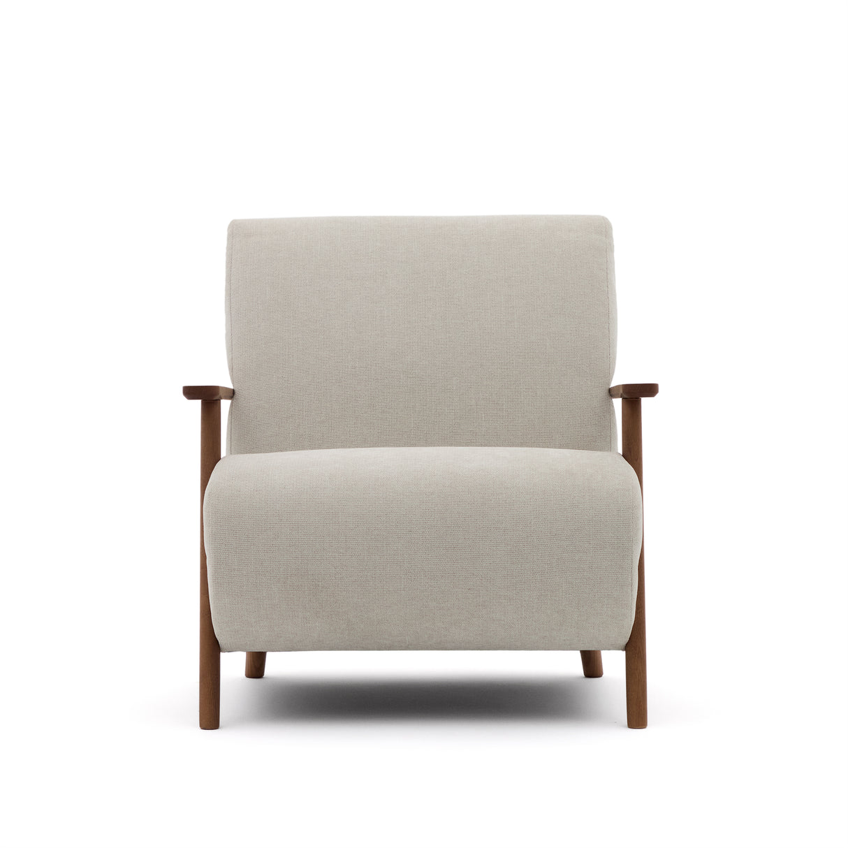 Meghan Sessel perlfarbener Chenille und massives Eschenholz mit Nussholzfinish FSC Mix Credit - ZEN ZONE Furniture