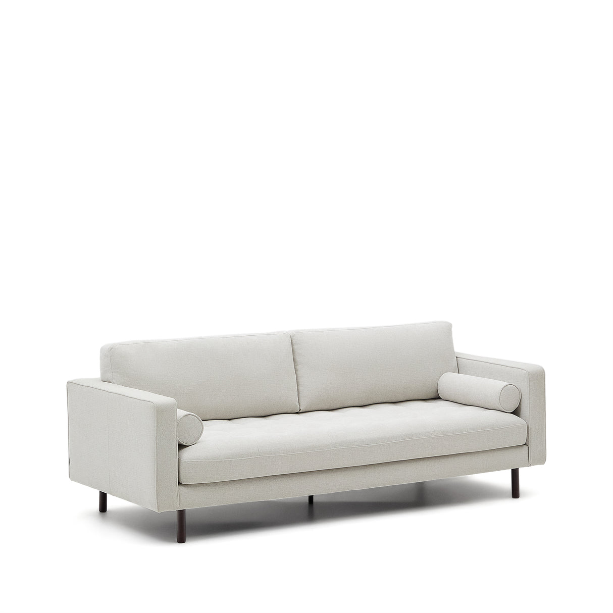 Debra 3-Sitzer-Sofa mit Bezug in perlfarbener Chenille Beine Wenge-Finish 222 cm - ZEN ZONE Furniture