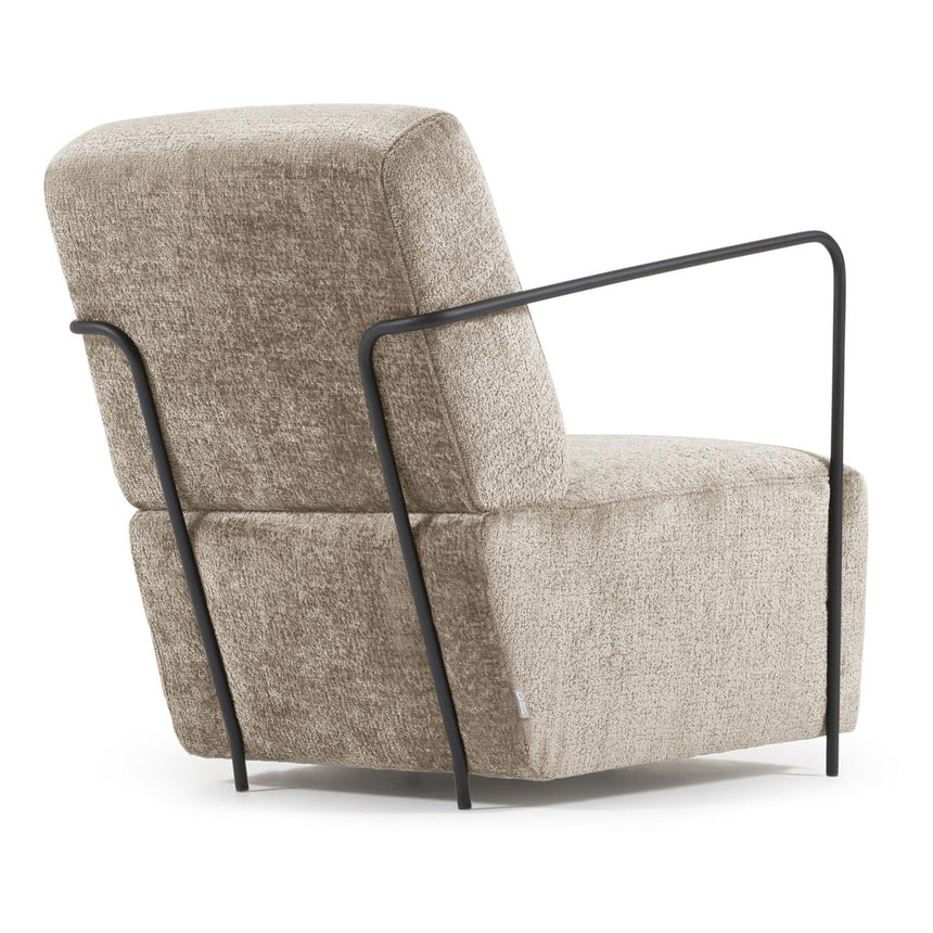 Sessel Gamer aus beiger Chenille und Metall mit schwarzer Lackierung - ZEN ZONE