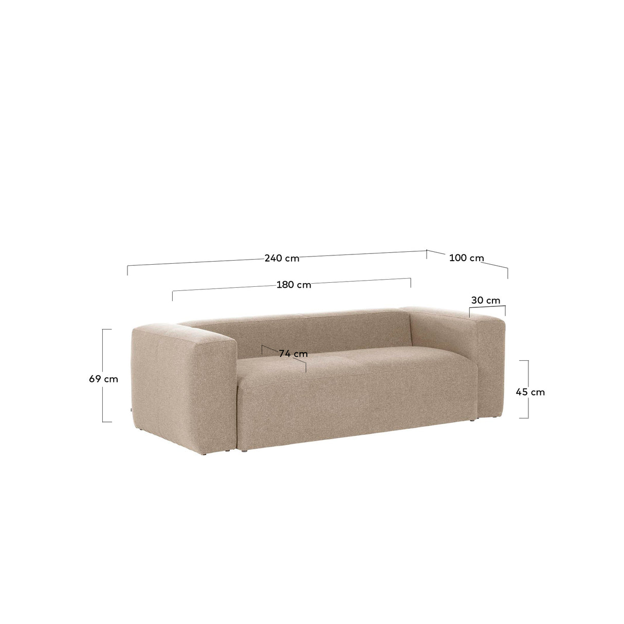 Blok 3-Sitzer Sofa beige 240 cm - ZEN ZONE Furniture