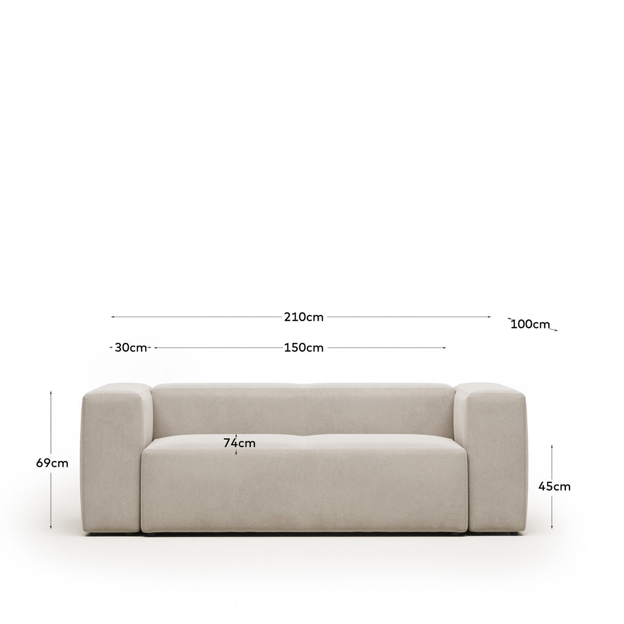 Blok 2-Sitzer Sofa beige 210 cm - ZEN ZONE Furniture