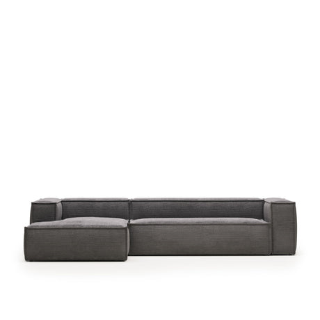 Blok 4-Sitzer-Sofa mit Chaiselongue links breiter Cord grau 330 cm - ZEN ZONE