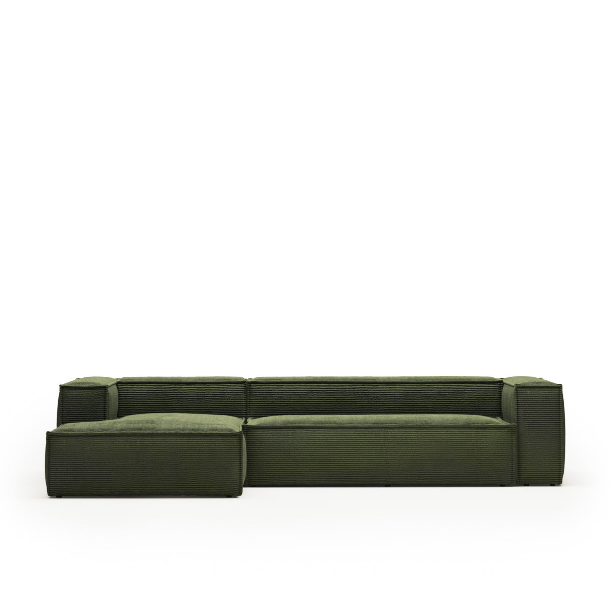 Blok 4-Sitzer-Sofa mit Chaiselongue links breiter Cord grün 330 cm - ZEN ZONE Furniture