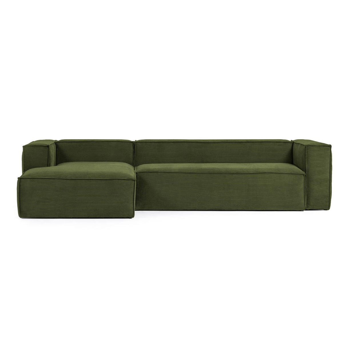 Blok 4-Sitzer-Sofa mit Chaiselongue links breiter Cord grün 330 cm - ZEN ZONE Furniture