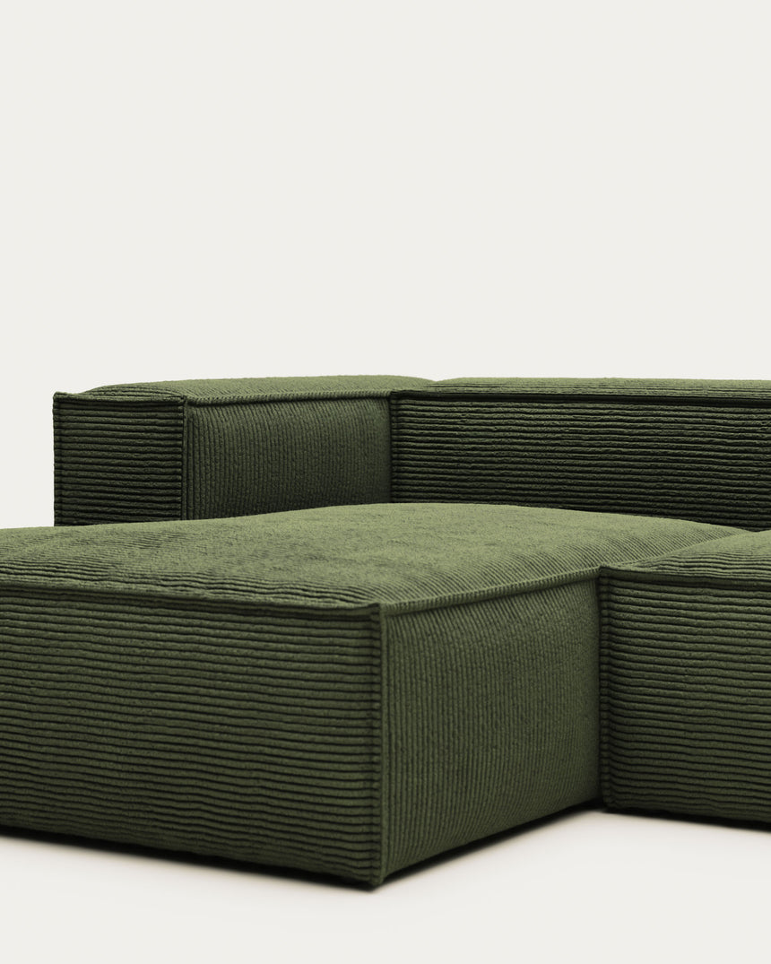 Blok 4-Sitzer-Sofa mit Chaiselongue links breiter Cord grün 330 cm - ZEN ZONE Furniture