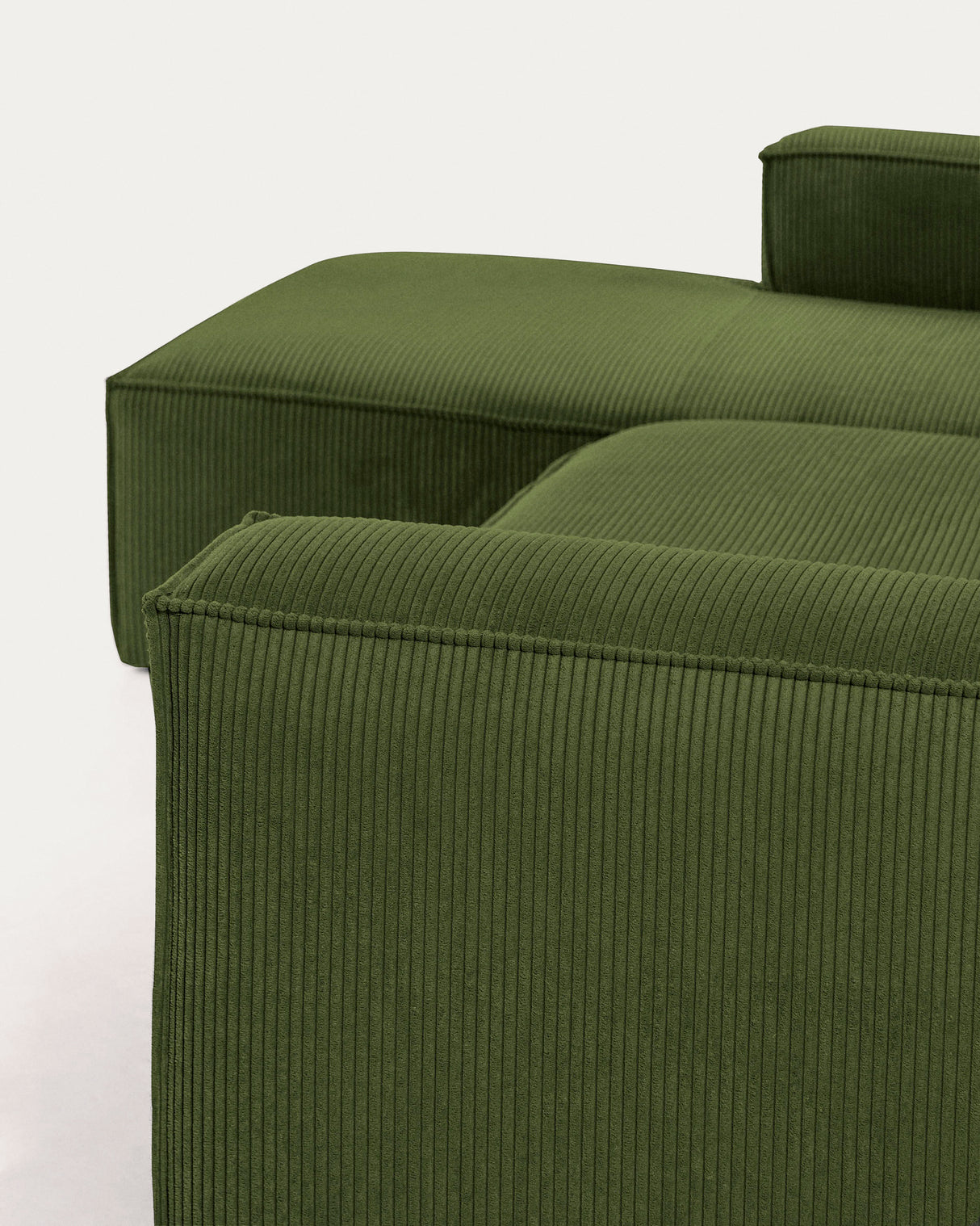 Blok 4-Sitzer-Sofa mit Chaiselongue links breiter Cord grün 330 cm - ZEN ZONE Furniture