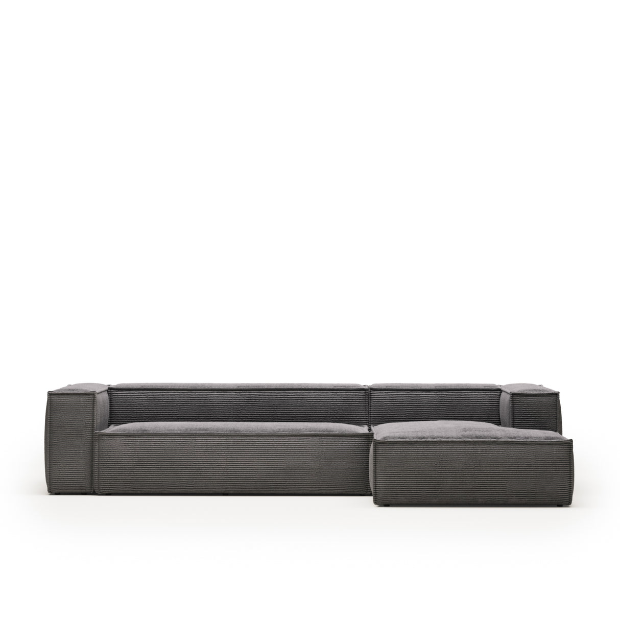 Blok 4-Sitzer-Sofa mit Chaiselongue rechts breiter Cord grau 330 cm - ZEN ZONE Furniture