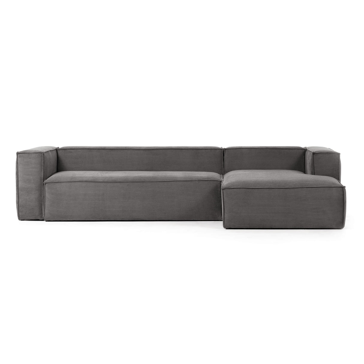 Blok 4-Sitzer-Sofa mit Chaiselongue rechts breiter Cord grau 330 cm - ZEN ZONE Furniture