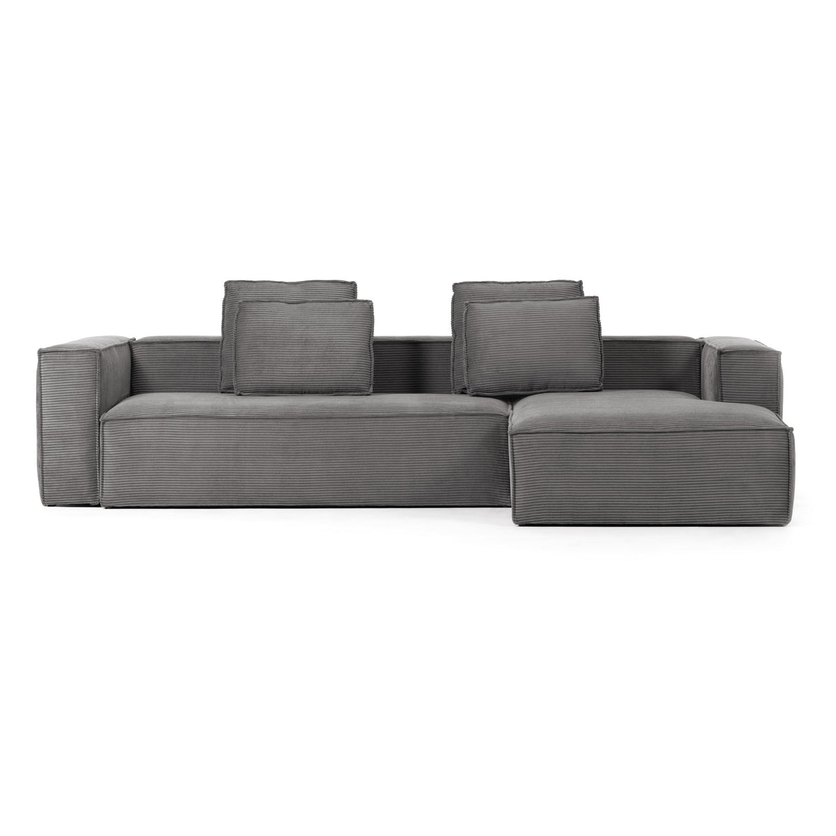 Blok 4-Sitzer-Sofa mit Chaiselongue rechts breiter Cord grau 330 cm - ZEN ZONE Furniture
