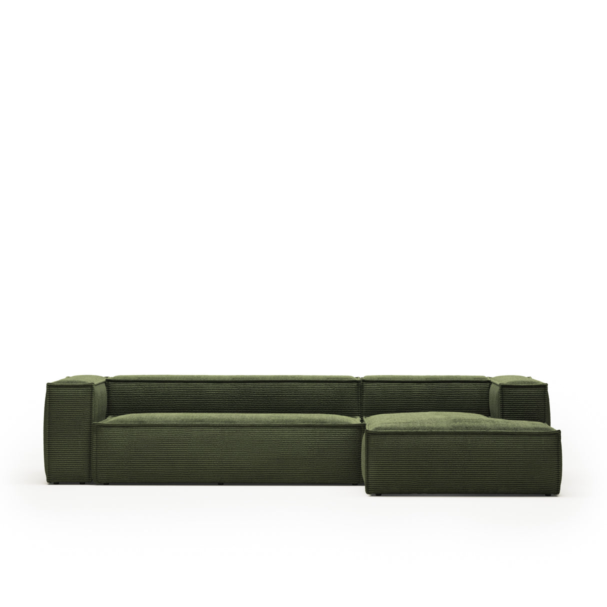 Blok 4-Sitzer-Sofa mit Chaiselongue rechts und breitem Cord grün 330cm - ZEN ZONE Furniture
