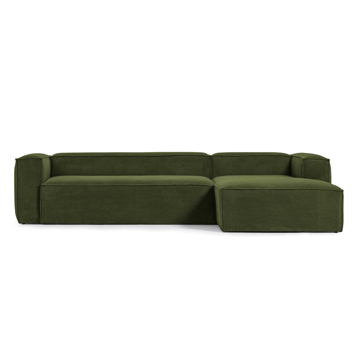 Blok 4-Sitzer-Sofa mit Chaiselongue rechts und breitem Cord grün 330cm - ZEN ZONE Furniture