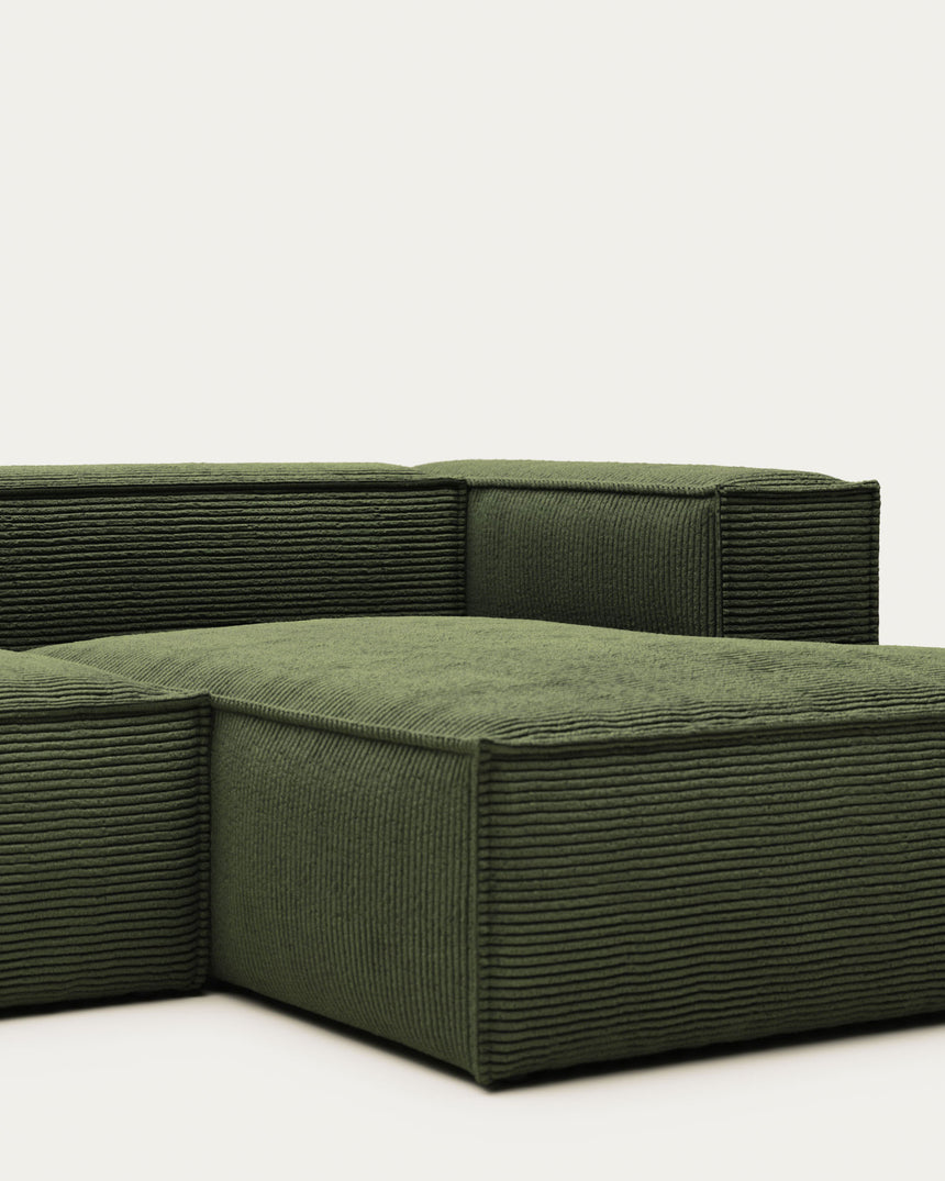 Blok 4-Sitzer-Sofa mit Chaiselongue rechts und breitem Cord grün 330cm - ZEN ZONE Furniture