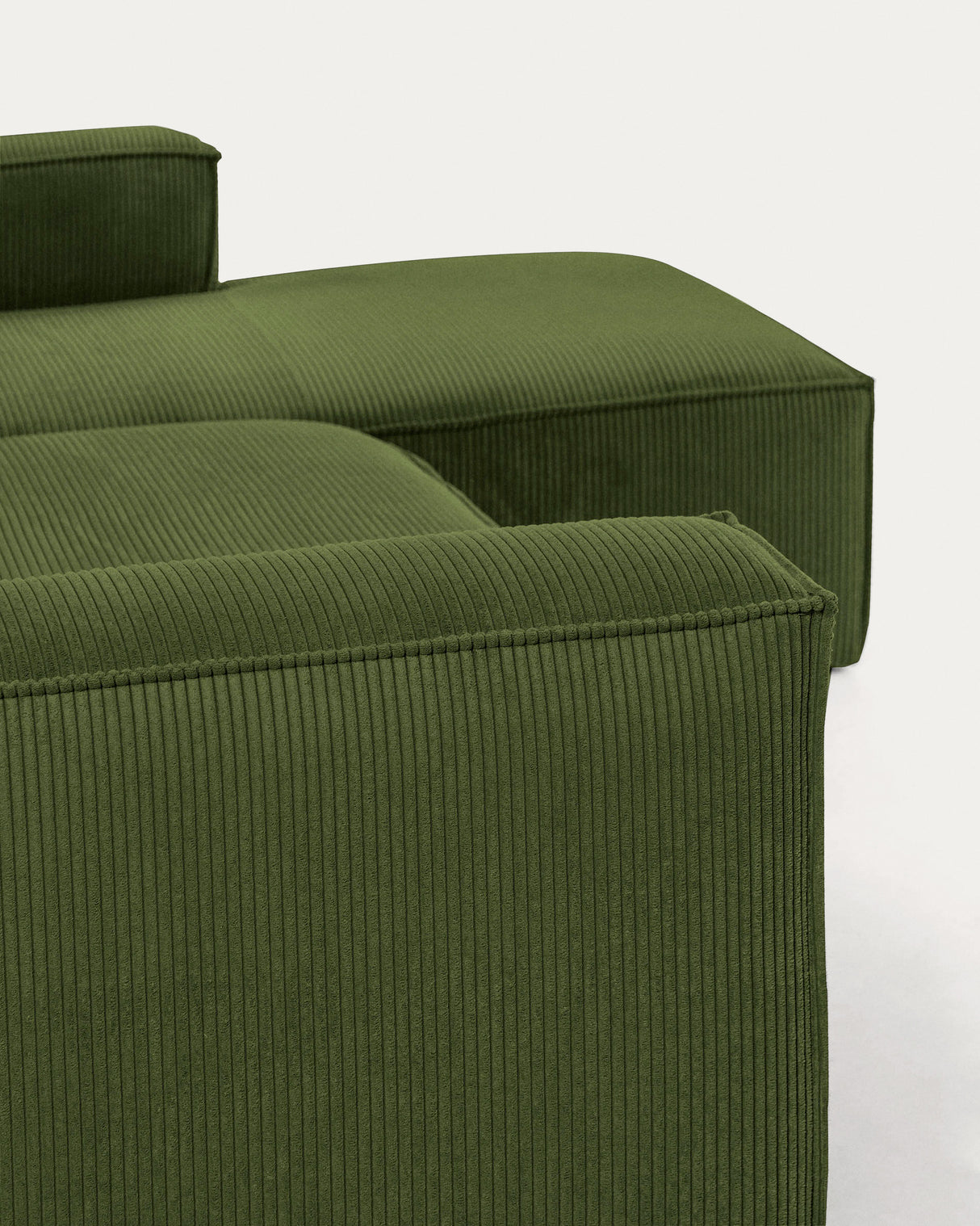 Blok 4-Sitzer-Sofa mit Chaiselongue rechts und breitem Cord grün 330cm - ZEN ZONE Furniture