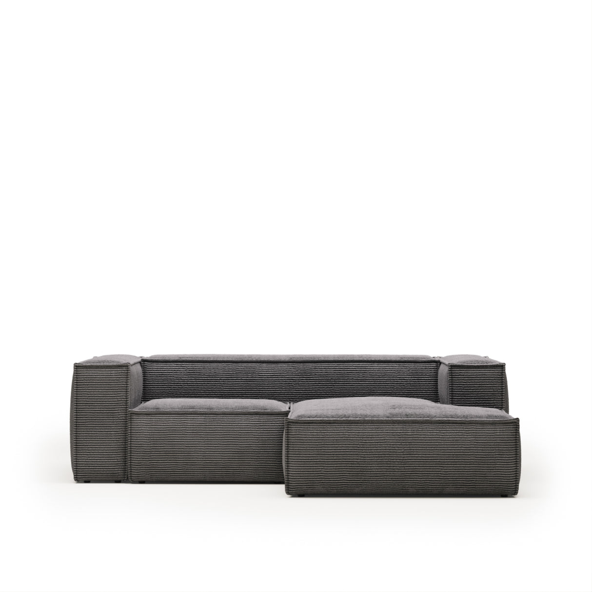 Blok 2-Sitzer-Sofa mit Chaiselongue rechts breiter Cord grau 240 cm - ZEN ZONE Furniture