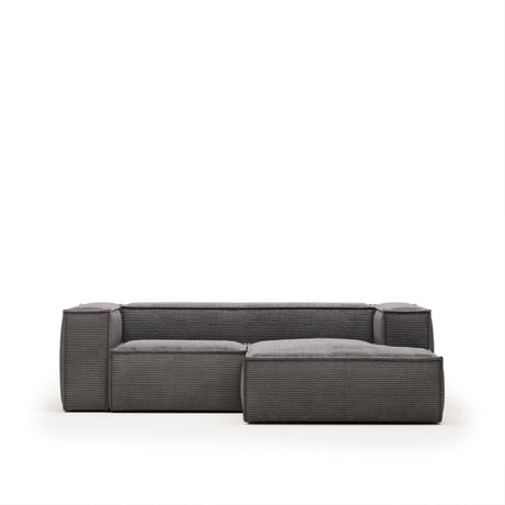Blok 2-Sitzer-Sofa mit Chaiselongue rechts breiter Cord grau 240 cm - ZEN ZONE