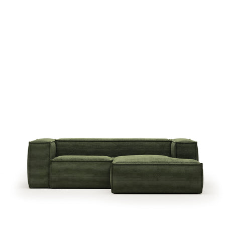 Blok 2-Sitzer-Sofa mit Chaiselongue rechts breiter Cord grün 240 cm - ZEN ZONE