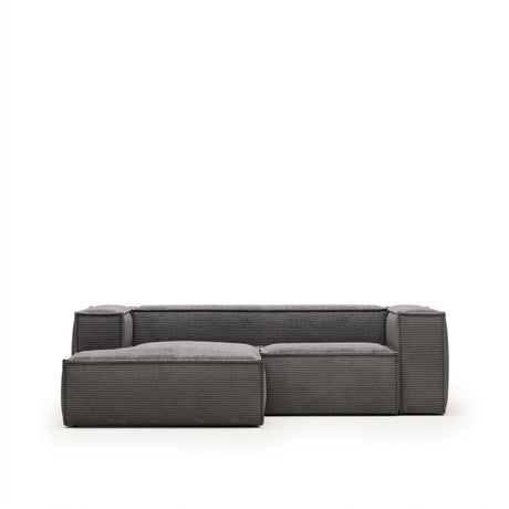 Blok 2-Sitzer-Sofa mit Chaiselongue links breiter Cord grau 240 cm - ZEN ZONE