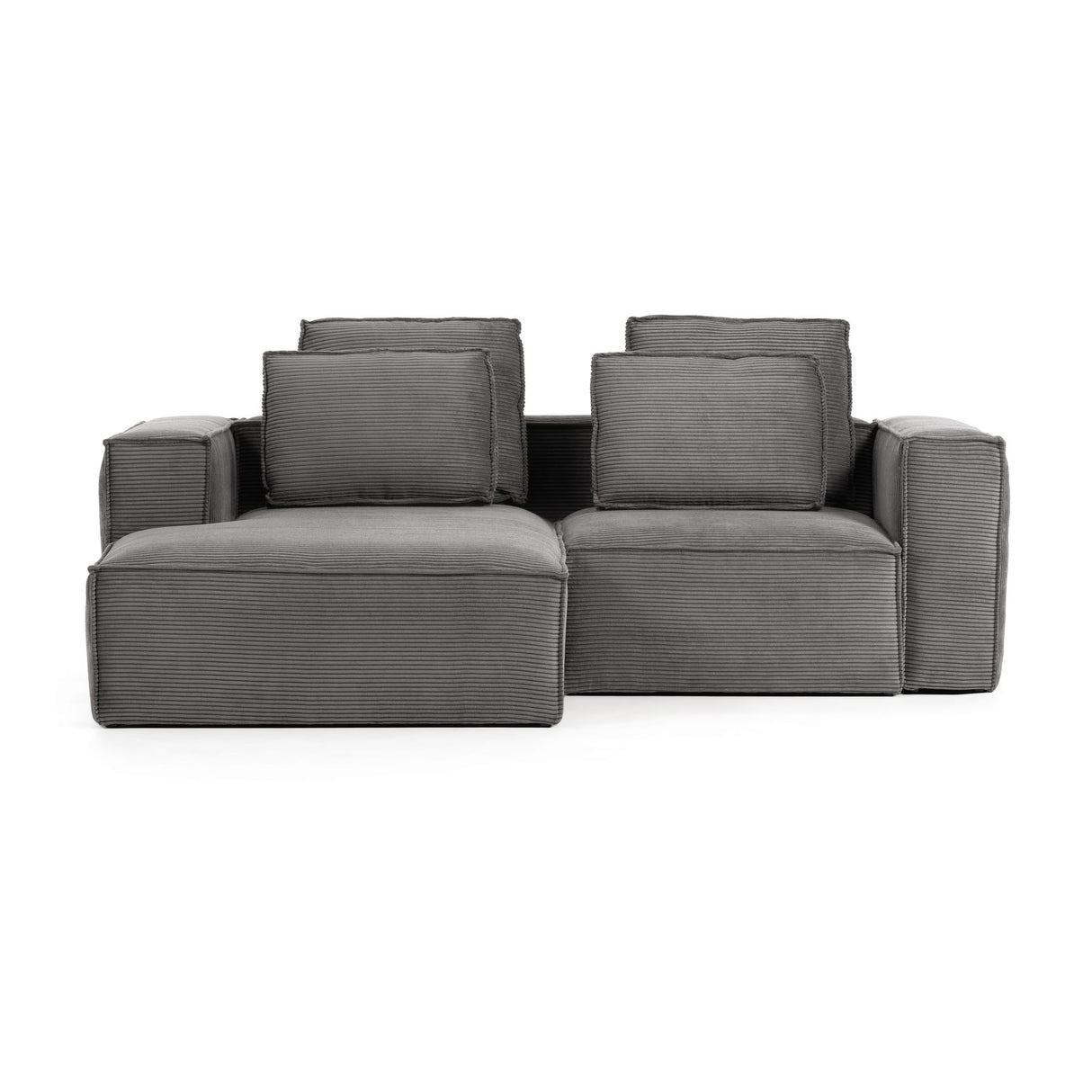 Blok 2-Sitzer-Sofa mit Chaiselongue links breiter Cord grau 240 cm - ZEN ZONE Furniture