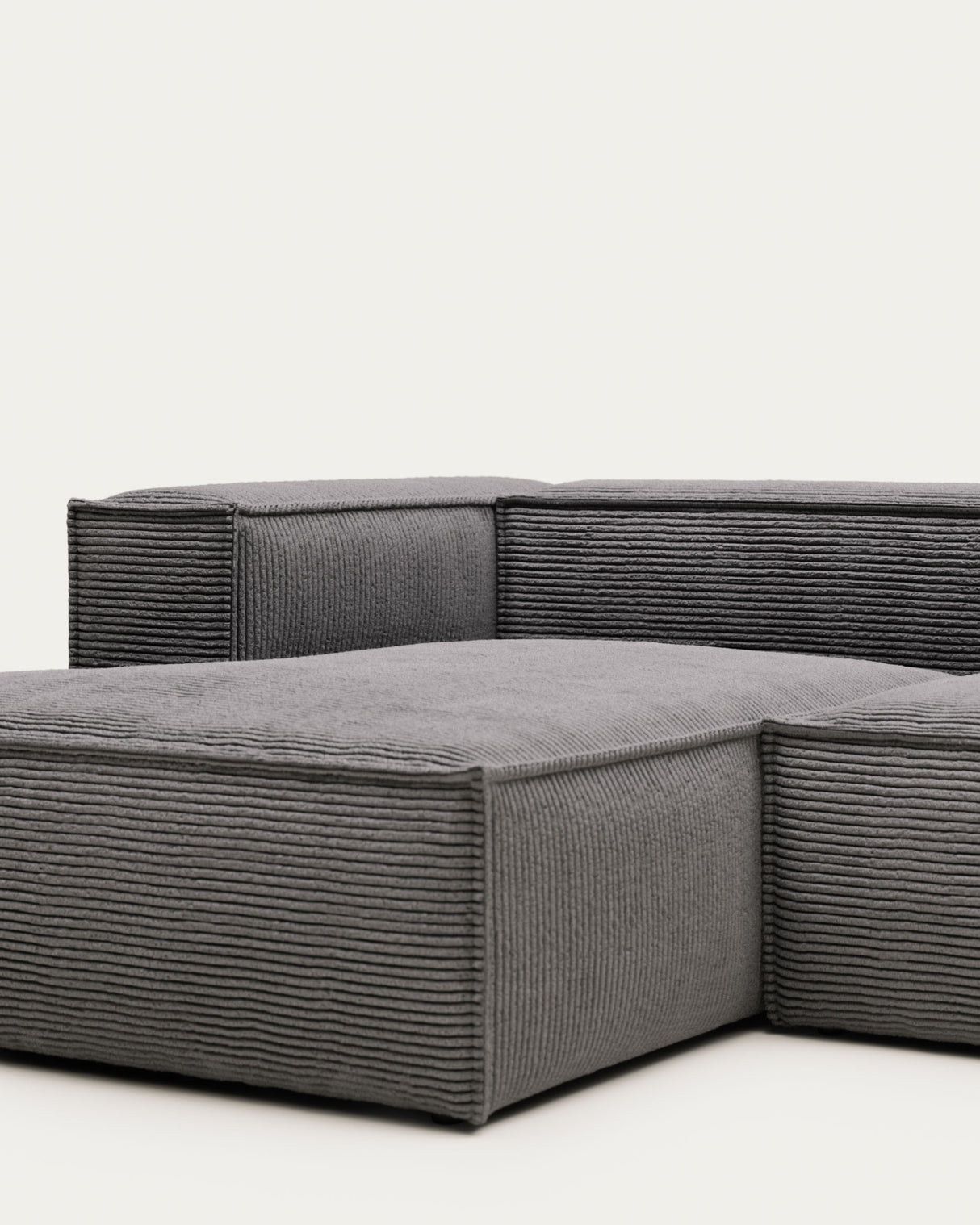 Blok 2-Sitzer-Sofa mit Chaiselongue links breiter Cord grau 240 cm - ZEN ZONE Furniture