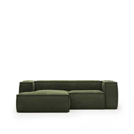 Blok 2-Sitzer-Sofa mit Chaiselongue links breiter Cord grün 240 cm - ZEN ZONE