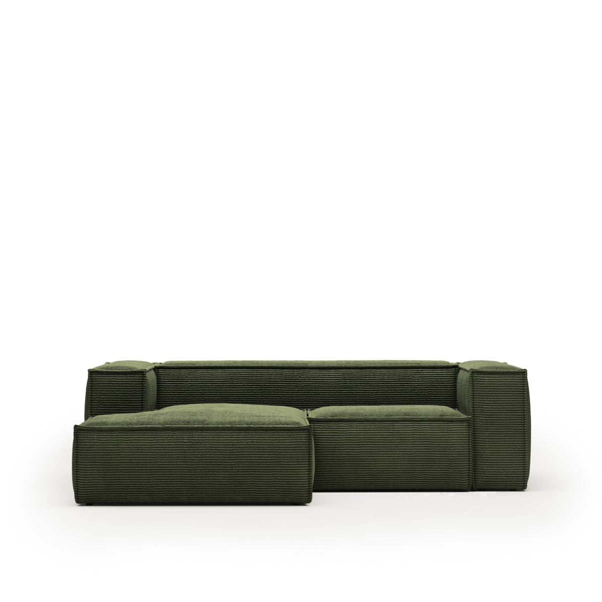 Blok 2-Sitzer-Sofa mit Chaiselongue links breiter Cord grün 240 cm - ZEN ZONE Furniture