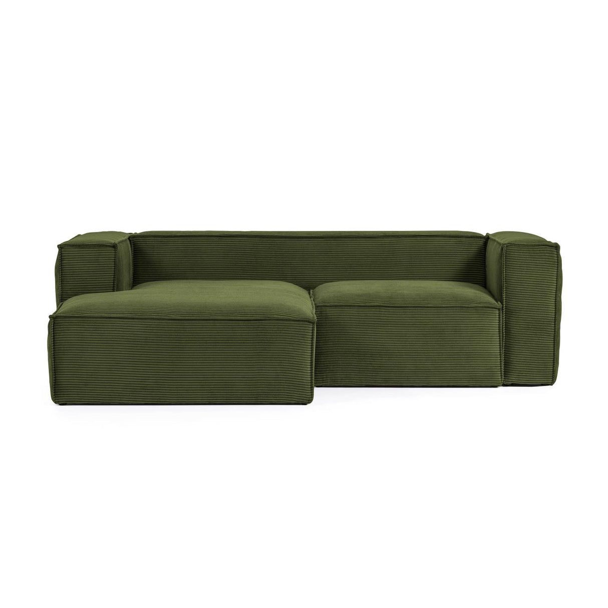 Blok 2-Sitzer-Sofa mit Chaiselongue links breiter Cord grün 240 cm - ZEN ZONE Furniture