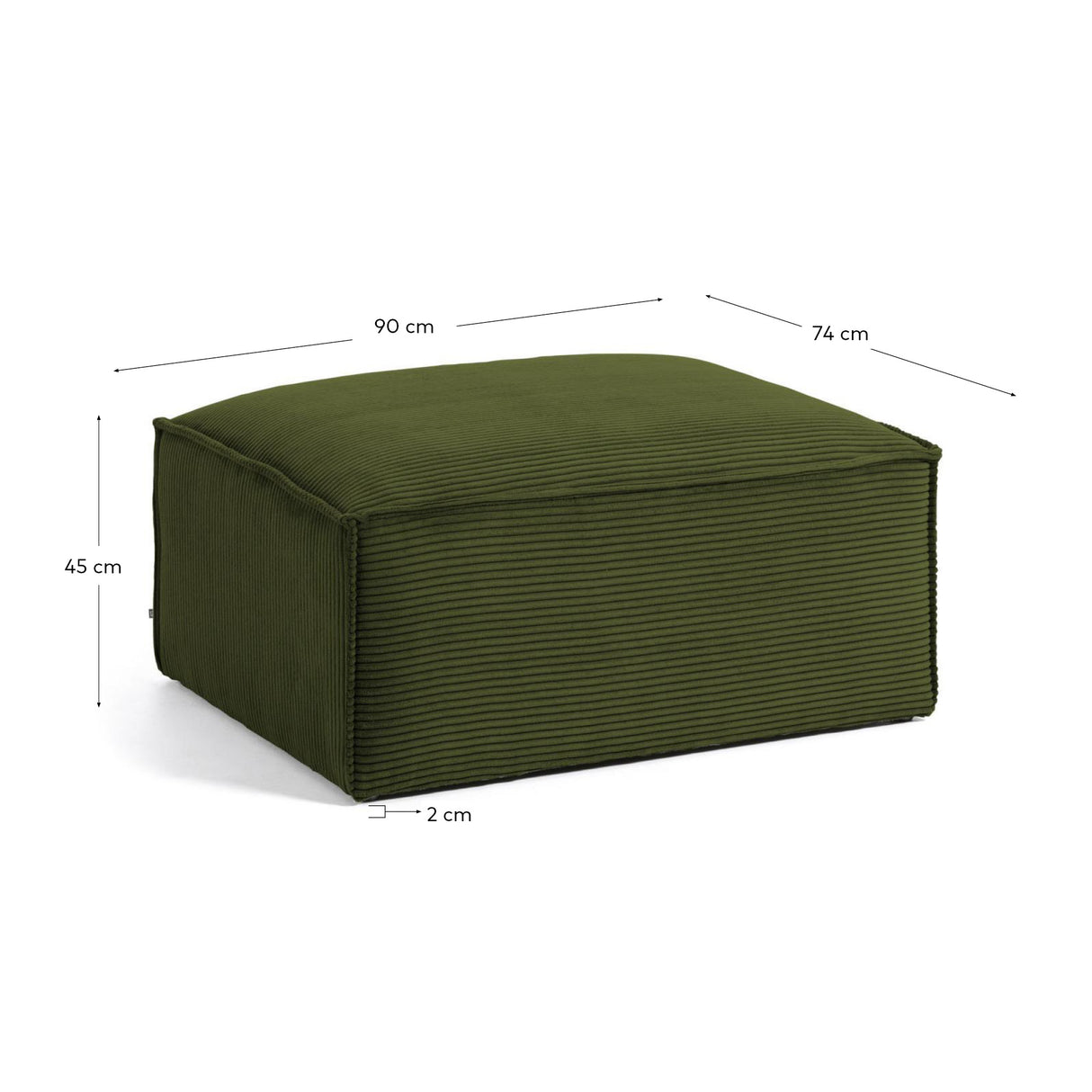 Blok Pouf breiter Cord grün 90 x 70 cm - ZEN ZONE Furniture